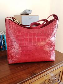 Borsa vintage rossa in vera pelle