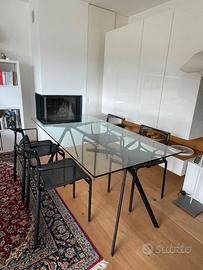 Tavolo 165x80 con 4 poltrone in textilene nere