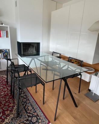Tavolo 165x80 con 4 poltrone in textilene nere