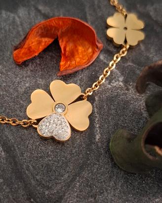 Bracciale in Acciaio  con Quadrifogli  Po
