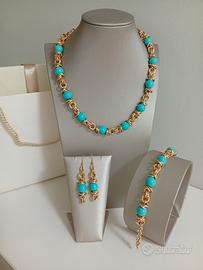 Set Bijoux oro turchese