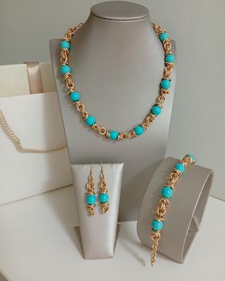 Set Bijoux oro turchese