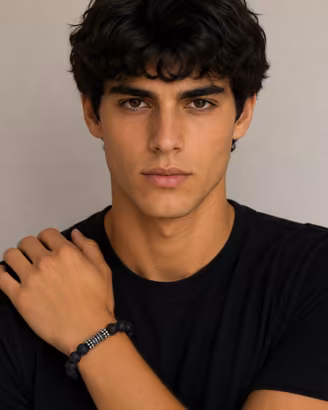 Bracciale elastico pietra lava Uomo Donna PE8002