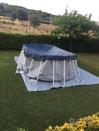 Piscina da giardino con scaletta e motore filtro