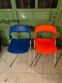 Coppia sedie pieghevoli colorate - Blu e Arancio