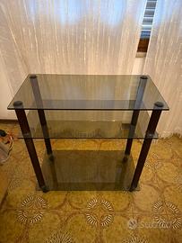 Mobile in vetro con ruote 3 ripiani