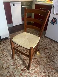 Sedie in legno massello (noce) intrecciate
