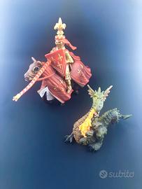 Schleich Cavaliere da torneo+PAPO Drago Sputafuoco