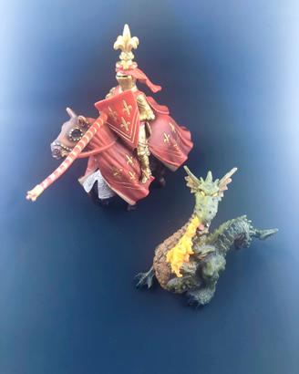Schleich Cavaliere da torneo+PAPO Drago Sputafuoco