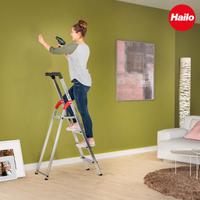 SCALA Hailo Alluminio 7 Gradini e Portaoggetti