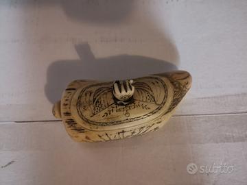 cofanetto antico dente di balena in avorio 