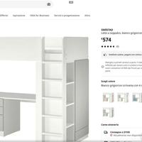 IKEA letto a soppalco con scrivania SMASTAD