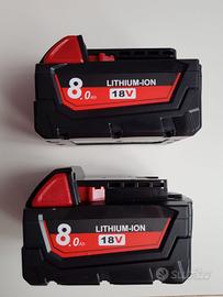 2X Batterie Compatibili Milwaukee M18 8Ah Nuove 