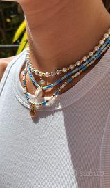 Set 3 collane estive perline conchiglie e charm