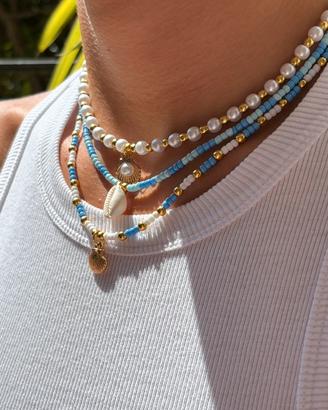 Set 3 collane estive perline conchiglie e charm