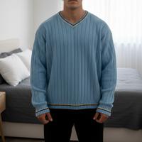 Maglione uomo in Lana celeste 