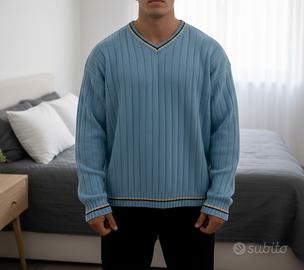 Maglione uomo in Lana celeste 