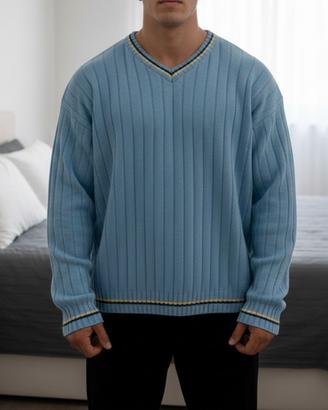 Maglione uomo in Lana celeste 