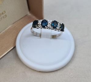 Anello in Oro 18 kt con Zaffiri 1,20 Ct e Diamanti