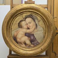 Dipinto Madonna con Bambino tondo