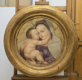 Dipinto Madonna con Bambino tondo