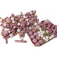 Lotto 60 PZ. Decorazioni Natalizie Glitter Rosa & 