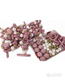 Lotto 60 PZ. Decorazioni Natalizie Glitter Rosa & 