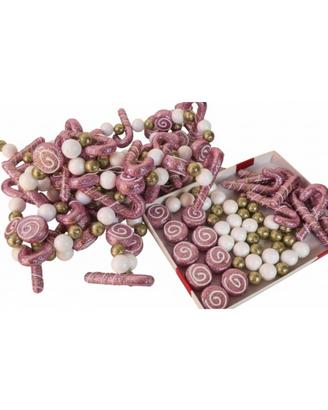 Lotto 60 PZ. Decorazioni Natalizie Glitter Rosa & 