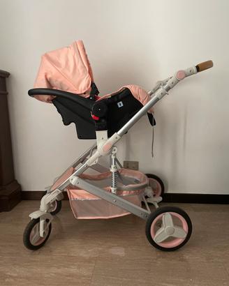 Trio passeggino rosa neonato