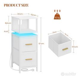 Comodino per Camera da Letto 30 x 24 x 67 cm