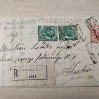 Raccomandata 1908 NOVARA per INTRA - Eredità Sella