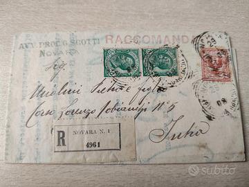 Raccomandata 1908 NOVARA per INTRA - Eredità Sella