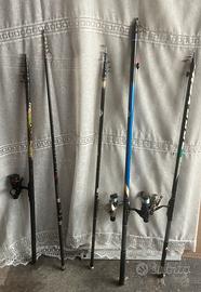 Lotto 5 Canne Pesca Maver Olympus + 4 Mulinelli