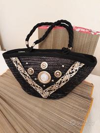 Borsa rafia nera