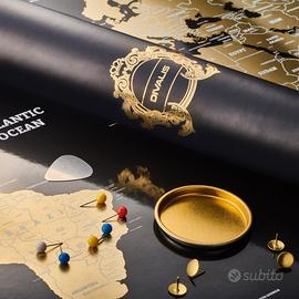 Mappa del mondo nero/oro 87x55cm