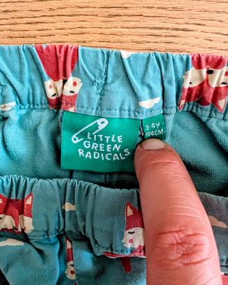 pantaloni little green radicals volpi 3-4 anni