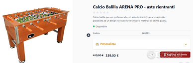 Biliardino NG Arena pro aste telescopiche