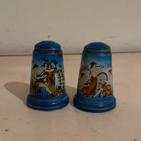 Coppia sale e pepe ceramica greca vintage  blu/oro