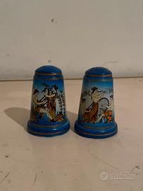 Coppia sale e pepe ceramica greca vintage  blu/oro