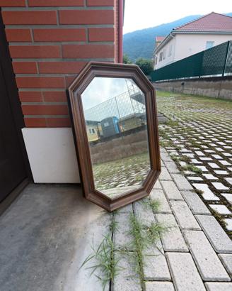 Specchio Ottagonale Vintage in Legno