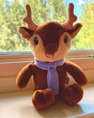 Peluche Renna Milka con Sciarpa Viola