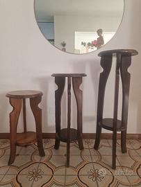 Set 3 Porta Piante / Porta Sculture in Legno