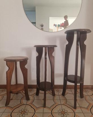 Set 3 Porta Piante / Porta Sculture in Legno
