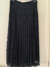 Gonna longuette in pizzo nero