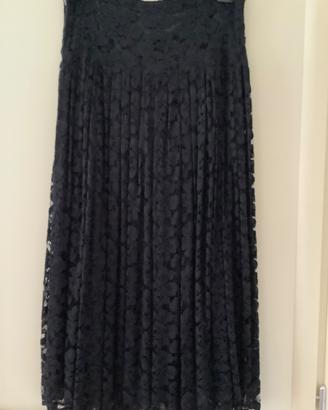 Gonna longuette in pizzo nero