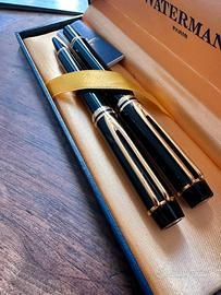 Waterman Man 100 rara parure lacca nera ed oro