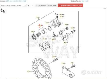 Pistone pompa freno post Kawasaki KLE500 430201084