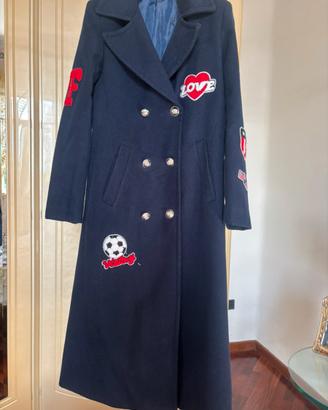 Caldo e morbido cappotto donna con patch taglia S