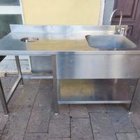 Lavello in acciaio pesante con foto per pattumiera