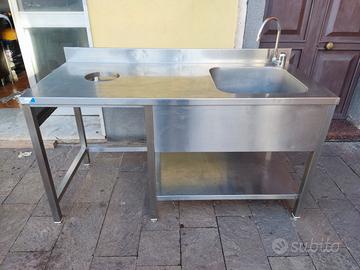 Lavello in acciaio pesante con foto per pattumiera